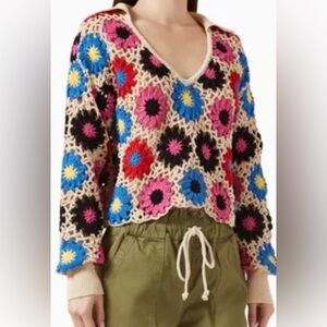 Electric & Rose Vera Floral Crochet Collared Sweater
